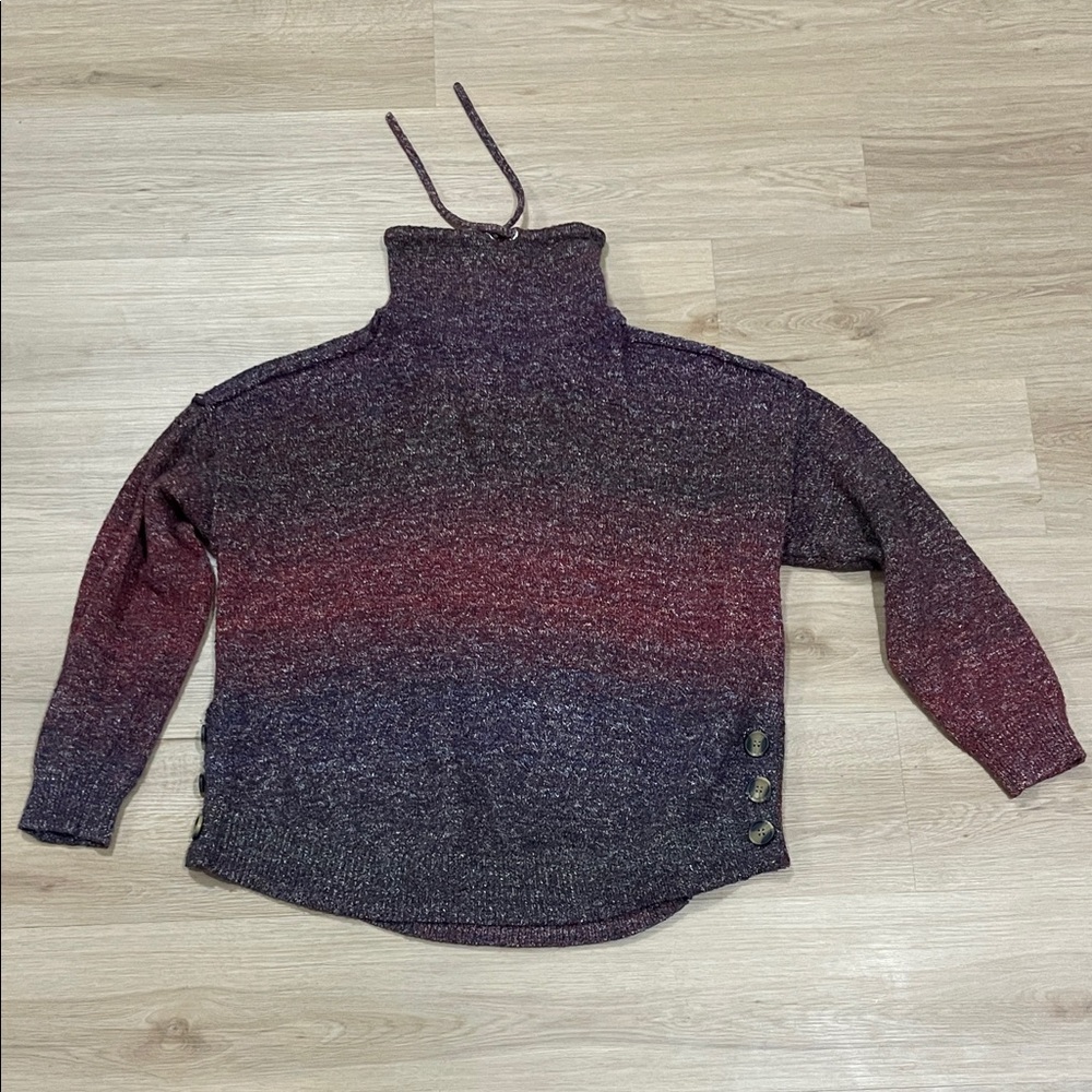 Westbound Gradient Cowl Neck Sweater - Maroon and Purple